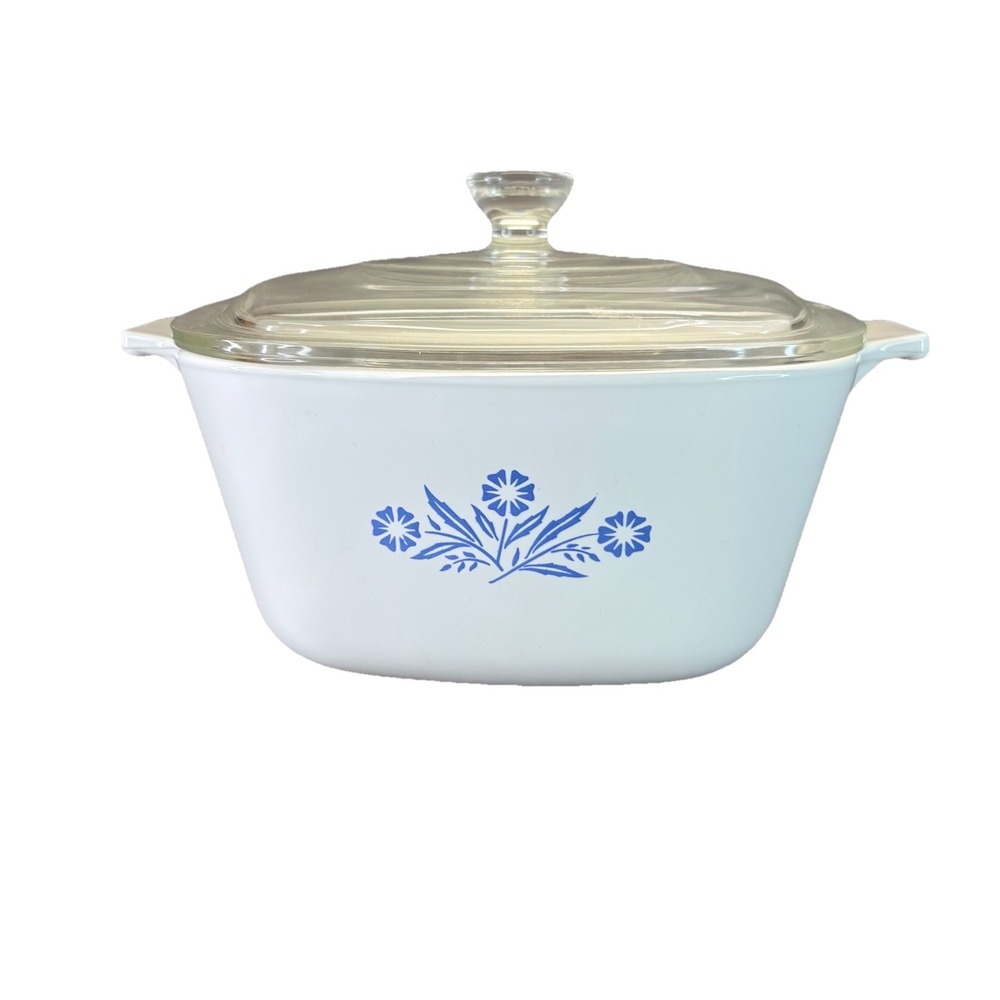 VTG 1960's Corning Ware Blue Cornflower P-1 3/4-B Casserole W/ E-12 Lid 1¾ Qt
